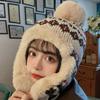 Thermal Ear Flap Hat for Women Winter Knitted Beanie with Fleece Lining Windproof Cold Weather Keep Warm Cap for Outdoor Sports
