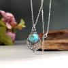 Bohemian Vintage Court-Style Women Pendant With Natural Turquoise Necklace For Valentine's Day, Mother's Day, Christmas, New Year, And Birthday Gifts