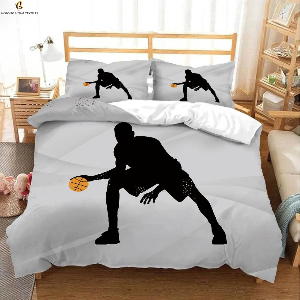 Sports Basketball 3d Printing Quilt Cover 100% Polyester Bedding Set Duvet Cover Pillowcase Three-Piece Set