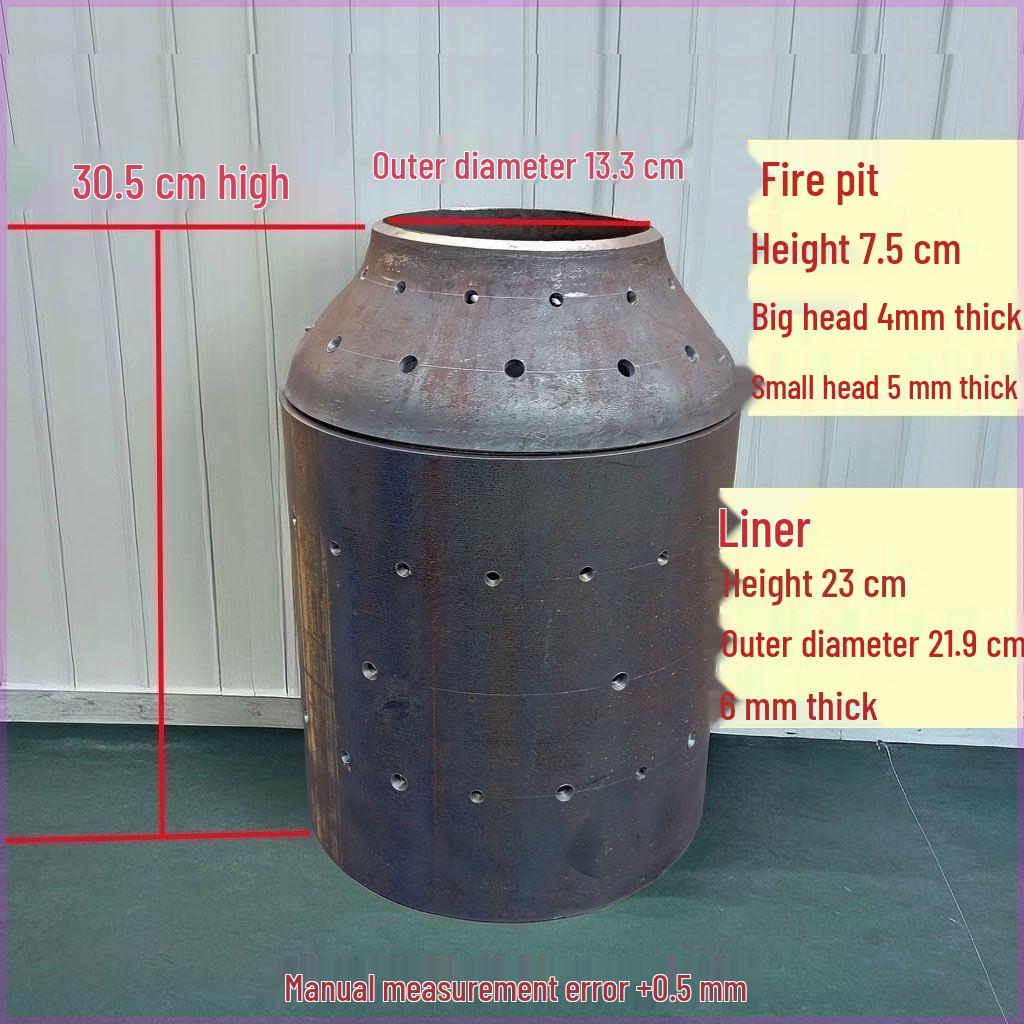 Firewood Gasifier Stove Fire Ring and Tank Head Accessories, Carbon Steel Inner Liner