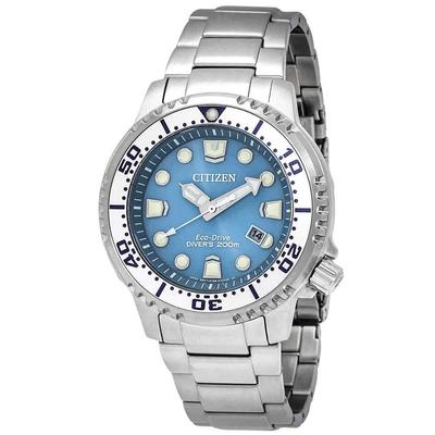 Мужские часы Promaster Dive из нержавеющей стали с голубым циферблатом Eco-Drive Diver's BN0165-55L 200M