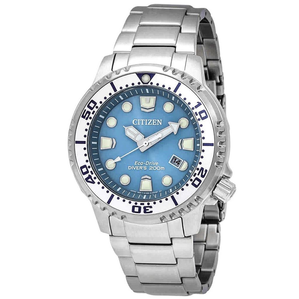 Citizen Мужские часы Promaster Dive из нержавеющей стали с голубым циферблатом Eco-Drive Diver's BN0165-55L 200M