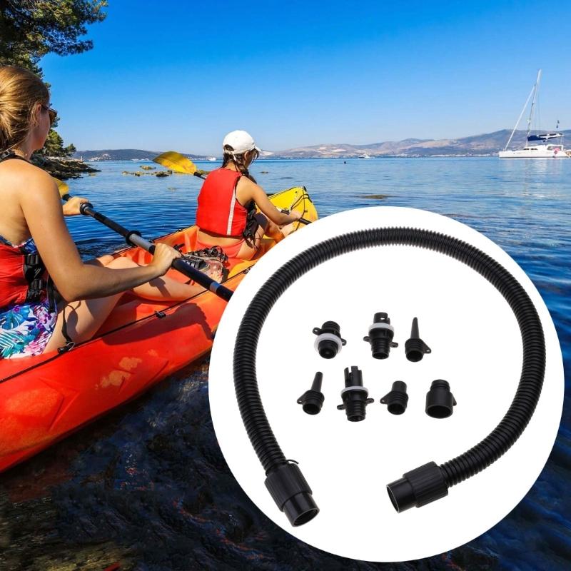 Paddle Board Pumps Adapter Hose Inflatable Boats Pumps Adapter & Air Hose Replacement with 7 Air Valves Nozzle