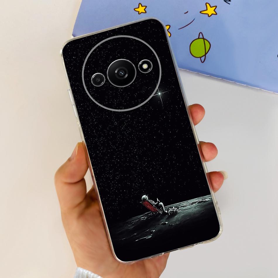 Чехол для Xiaomi Redmi A3 RedmiA3 A 3 4G 2024 Элегантный принт Мягкий силикон Прозрачный ТПУ Тонкая задняя крышка телефона