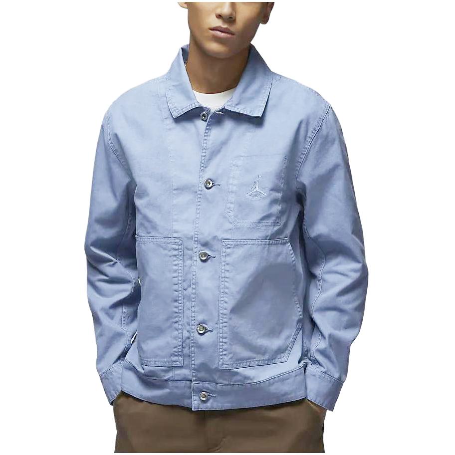 Jordan Essentials Solid Color Polo Casual Jacket Pushed Jacket Men Jackets Blue Grey FN4528-436