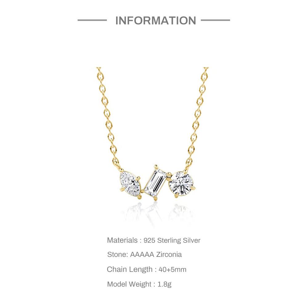 Маленькая изысканная геометрическая подвеска «Лошадиный глаз» из стерлингового серебра 925 пробы с бриллиантовым дизайном, простое повседневное высококлассное атмосферное ожерелье