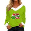 Women's T Shirt Tee Christmas Shirt Long Sleeve Party Christmas Print Fleece Collar V Neck Top