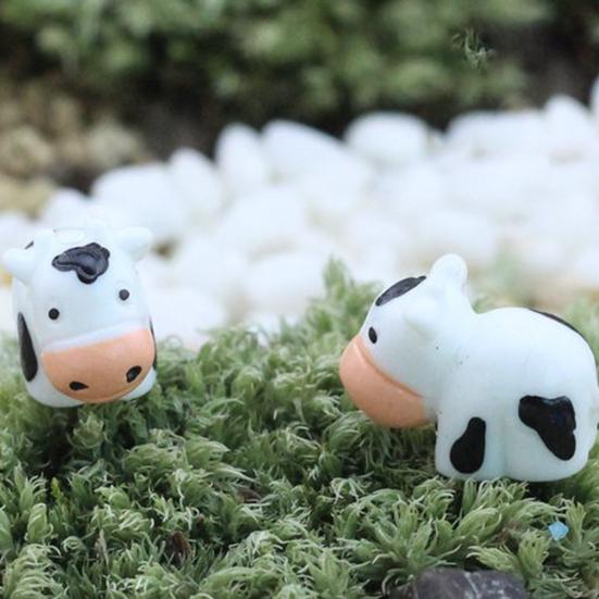 40 шт., миниатюрные фигурки коровы из смолы, яркий внешний вид, мини-статуи коровы, милые садовые украшения в виде коровы, модель животных
