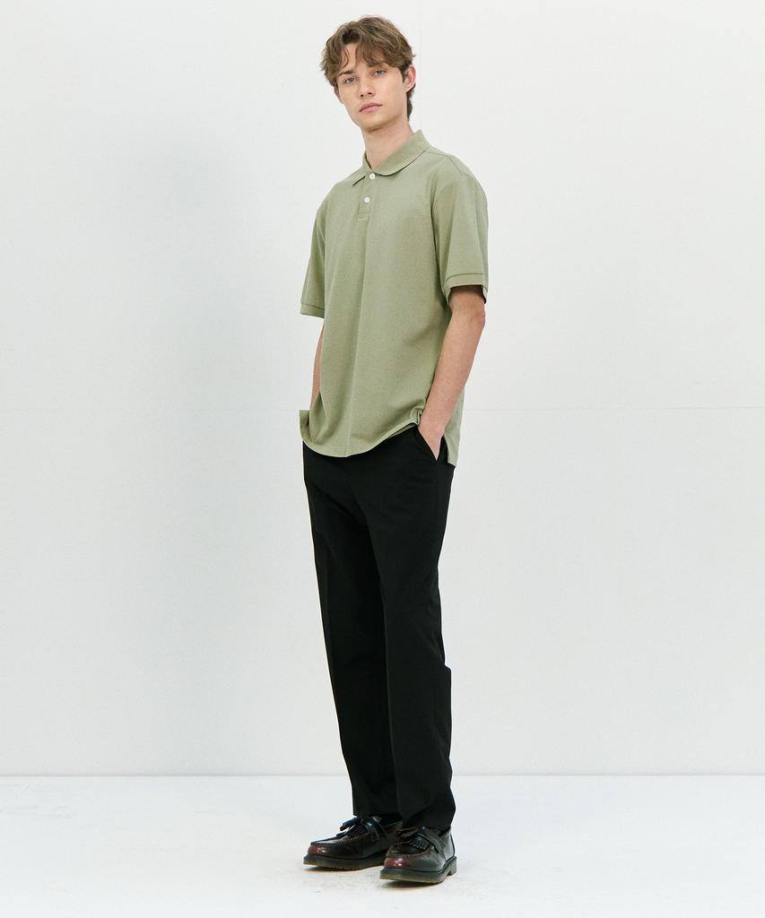 BASIC HOUSE Tr Spandex Loose Tapered Hidden Banding Slacks Lzpt3102