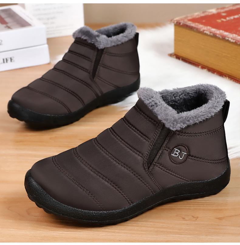 Fashion Cotton Shoes Winter New Couple Snow Boots with Plush and Thick Cotton Boots, Polyurethane Warm and Casual Walking Shoes