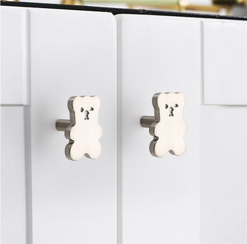 Cartoon Bear Cabinet Door Handle Solid Wardrobe Handles Drawer Door Knobs Furniture Pulls For Kitchen Cupboard Handles Diy