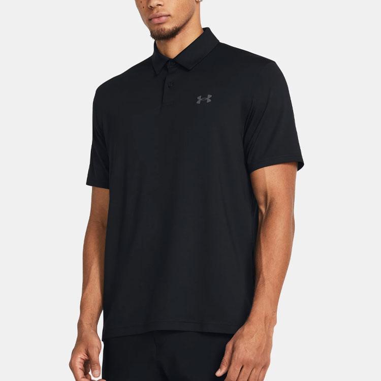 Under Armour Однотонная дышащая повседневная мужская футболка-поло с коротким рукавом и логотипом, топ, черный 1383714-001