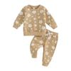 Infant Baby Girl 2Pcs Fall Clothes Set 6M 12M 18M 24M 3Y Flower Print Long Sleeve Crewneck Tops Elastic Waist Pants Outfit