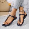 2025 Summer New Beach Flip-Toe Flats Women's Shoes Large Size Women's Shoes Flat Roman Sandals Plus Size 43