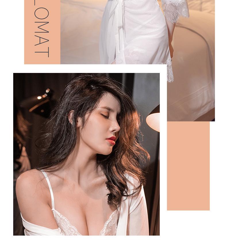 Комплект кружевного нижнего белья большого размера из 3 предметов: Сексуальная летняя ночная сорочка-майка из прозрачного ледяного шелка.