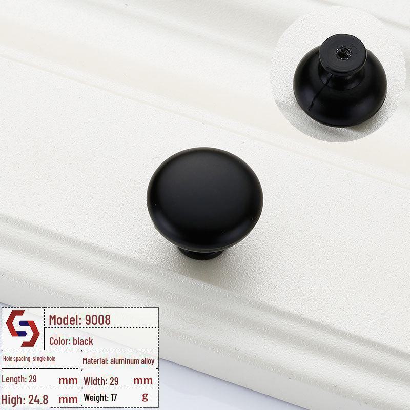 Прочная черная ручка для шкафа с одним отверстием для ящиков и гардеробов