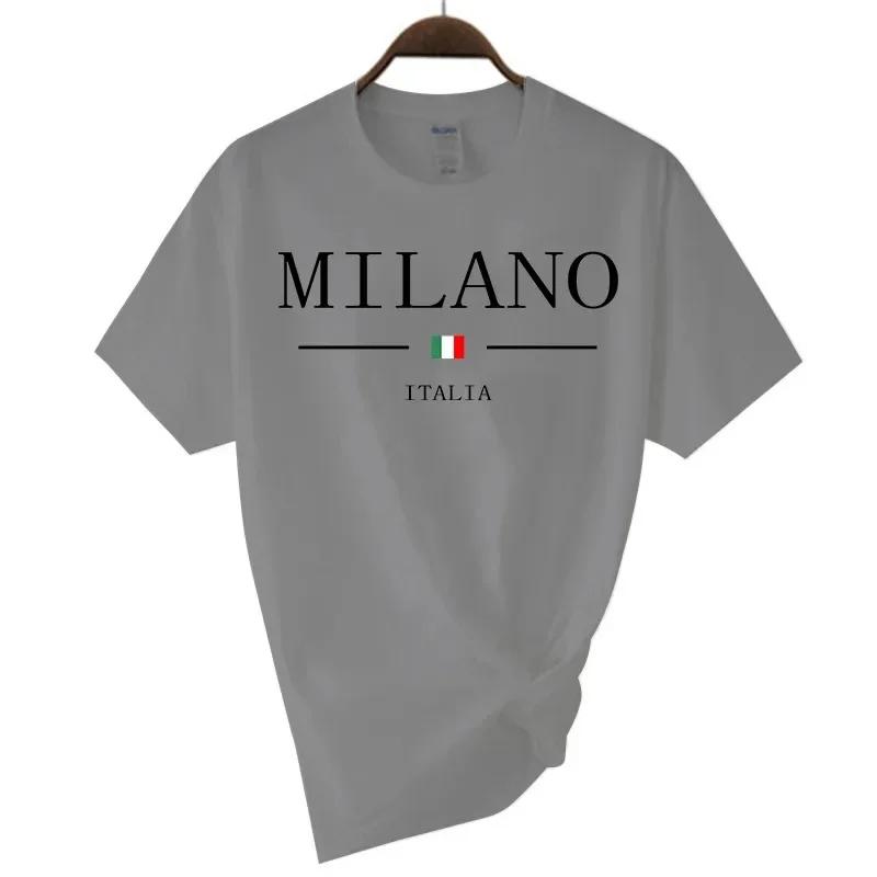 Summer Cotton Soft Tops Summer Milano Letters Print Y2k T-shirt for Man Short Sleeved Luxury Tees Clothing Loose Pure