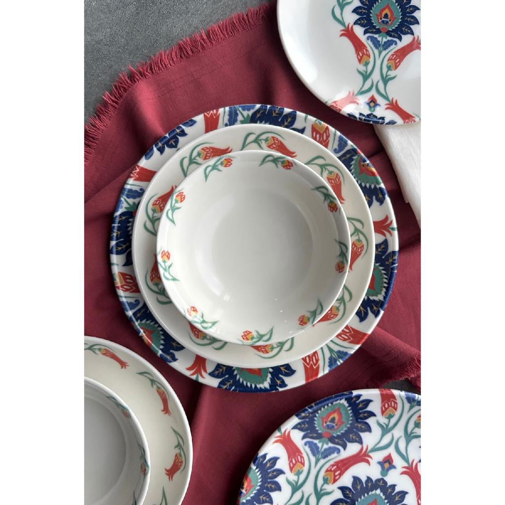 Verona Premium Porcelain Dinner Set 24 Pieces For 6 Persons Green Flower Pattern