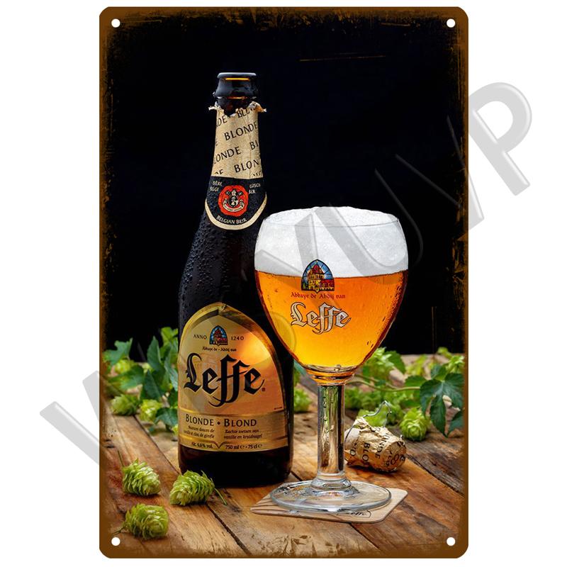 Leffe Ретро Металлическая Вывеска Жестяная Вывеска Виски Бельгия Пиво Дощечка Металлический Декор Стены Винтажный Декор Плакатные Тарелки Мужская Пещера Потертый Шик
