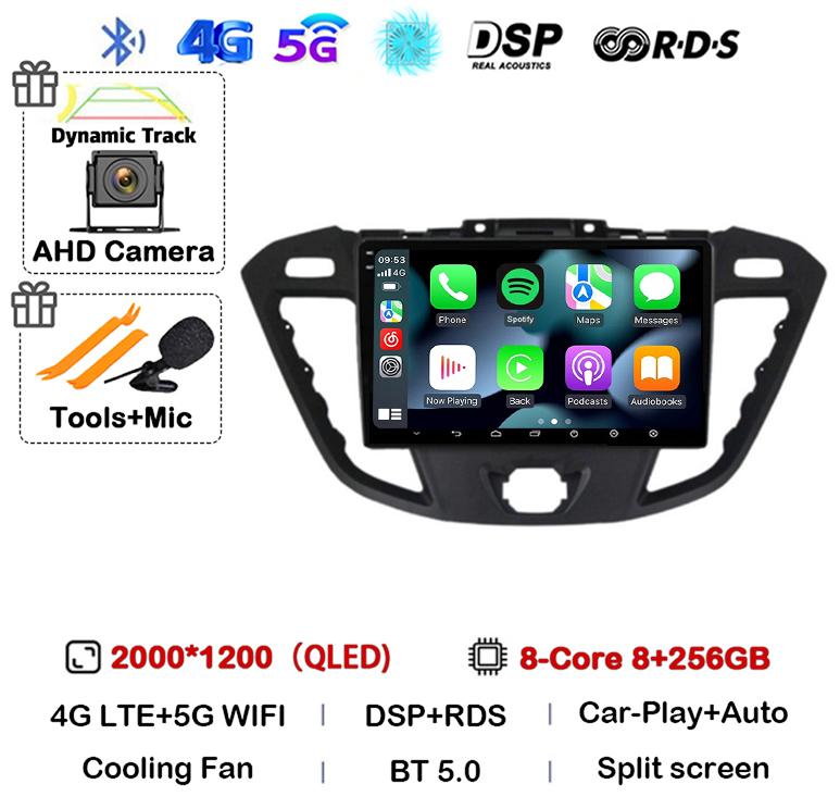 Android 14 Auto Carplay Car Radio For Ford Transit Custom 2013-2018 Multimedia Video Player Navigation GPS 4G+WIFI Stereo Audio
