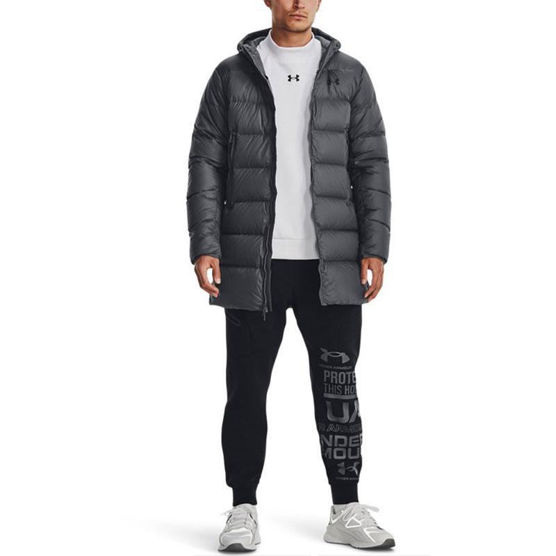 Under Armour Однотонный пуховик средней длины с капюшоном Мужская верхняя одежда Серый 1373663-012