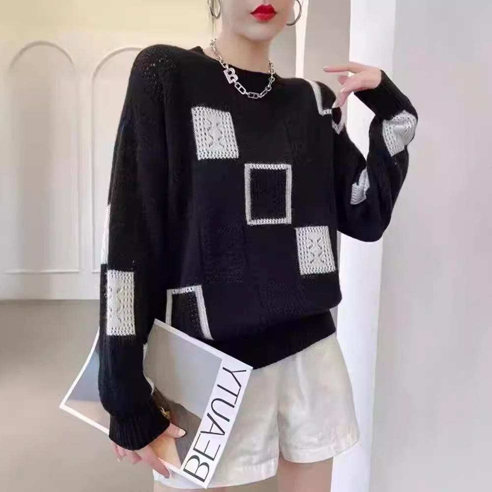 Подходящий по цвету клетчатый свитер-топ, женский тонкий ретро-свитер с круглым вырезом из мохера на весну и осень