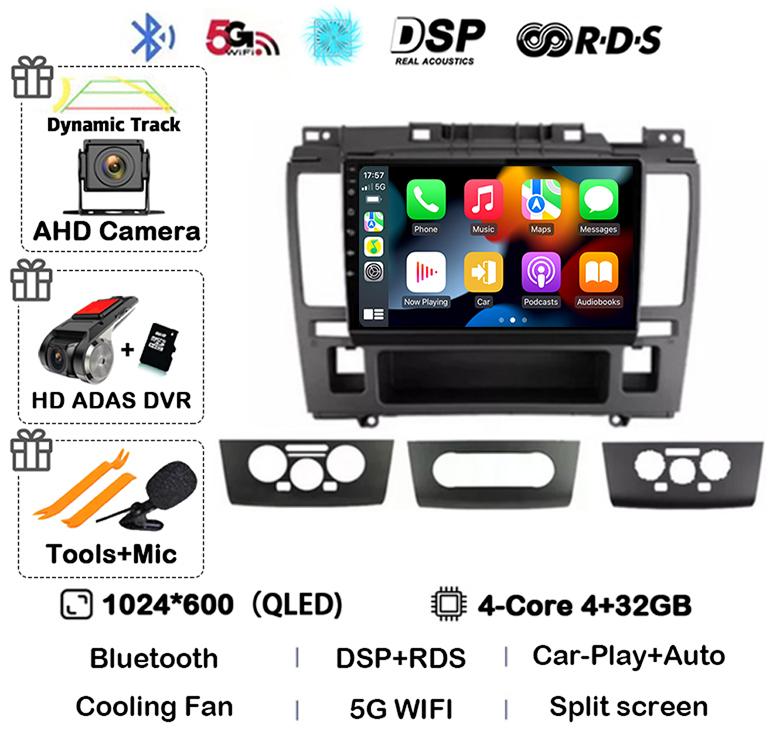 Android 14 Wireless Carplay+Auto 4G WIFI For Nissan Tiida C11 2004-2013 Car Radio GPS Multimedia Stereo Video Player Head Unit