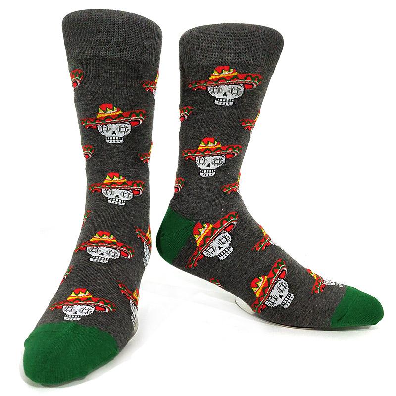 Новинка, веселые мужские носки с рисунком из хлопка, покер, корги, лягушка, сумасшедший бургер, пиранья, волк, авокадо, орел