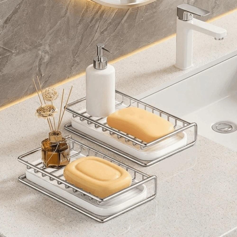 Space Saving Soap Storage Rack Stainless Steel Soap Sponge Tray Practical Sink Drain Rack Shower