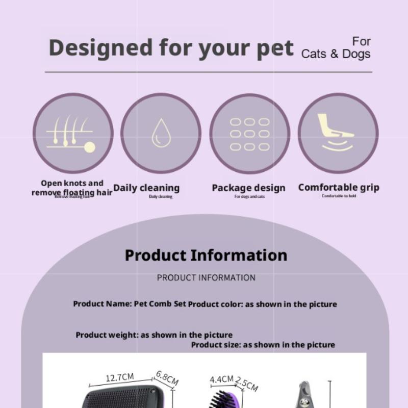 Набор для чистки домашних животных из 9 предметов Набор расчесок для животных Ножницы для стрижки собак Щетка-иголка Ножницы для ногтей Гребень для кошек перчатка для поглаживания кошек