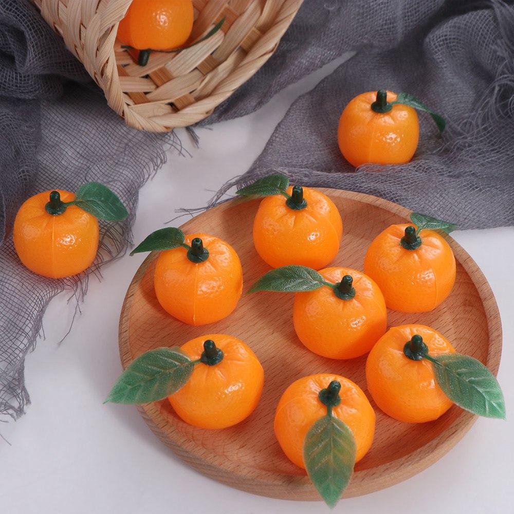 10pcs Mini Artificial Plastic Orange Handicrafts Fruit Model Fake Fruits Home Kitchen Decor