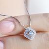 Sterling  Square Shaped Pendant Necklace with Brilliant Cubic Zircon Fashion Luxury Wedding Necklace Jewelry for Women
