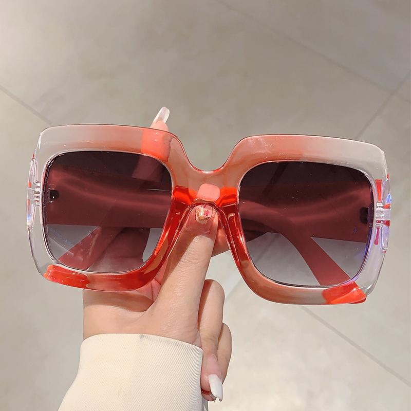 Большие квадратные солнцезащитные очки Женские Модные Винтажные Конфетного цвета Солнцезащитные очки Инс Модный Стильный Дизайн Уличные Очки