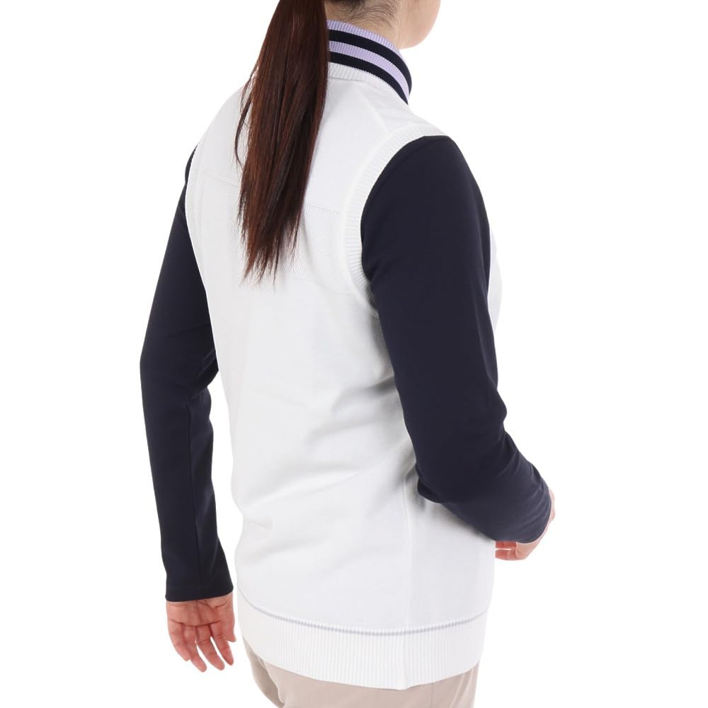 Трикотажный жилет с круглым вырезом без рукавов жаккардовый простой гольф MGWXJL82 WH00 [Munsingwear] женский (белый)