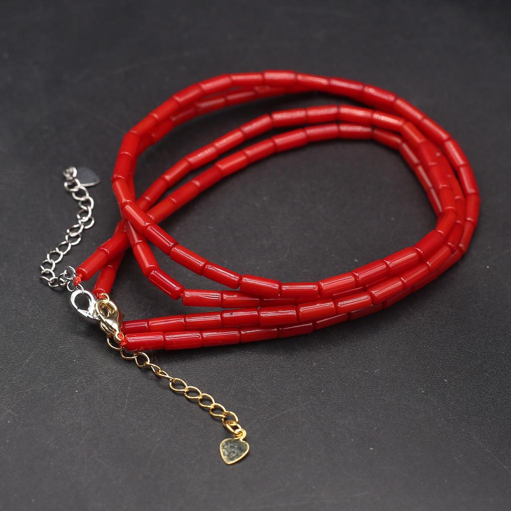 Синтетические бусины из красного коралла, 1 нить, 3 × 5 мм, цилиндрические свободные бусины-разделители для изготовления ювелирных изделий, ожерелья, браслета, аксессуары, длина 38 см