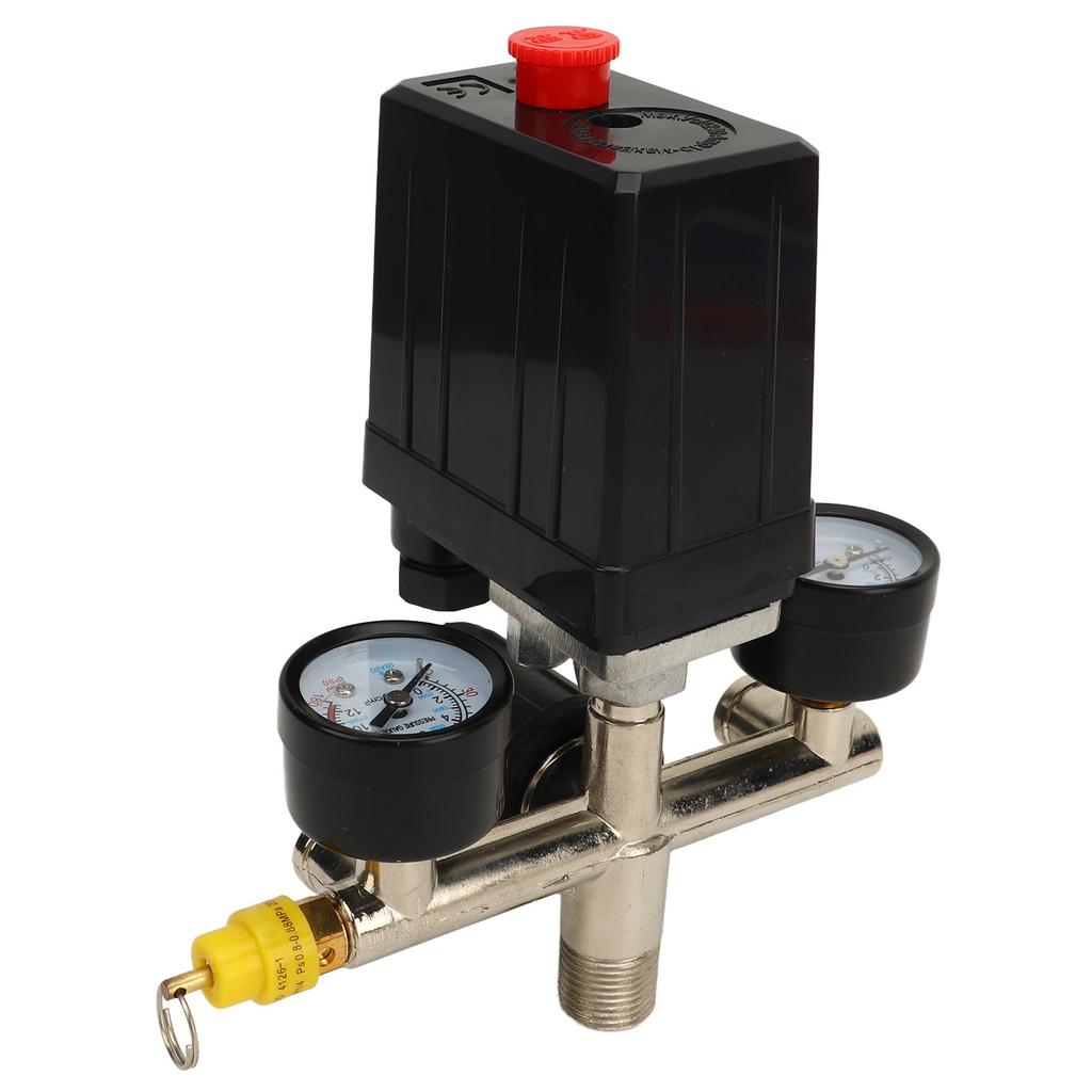 Комплект реле давления для воздушного компрессора CE Клапан Реле контроля давления Черная крышка Железный манометр Латунь США