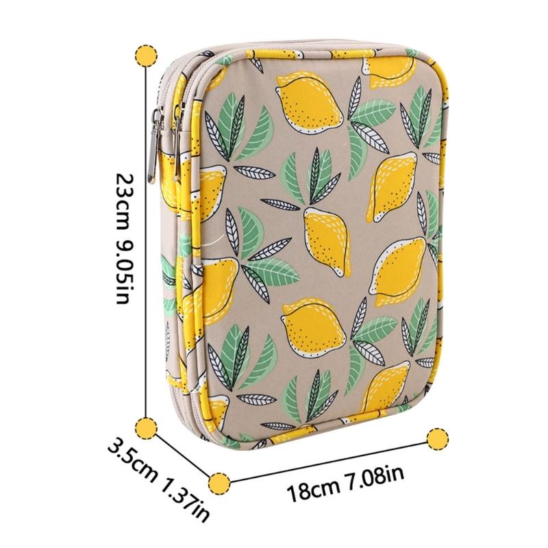 Crochet Hook Case Yellow Lemon Storage Bag Knitting Needle Carrying Bag Storage Case Double Organiser Bag for Crocheting