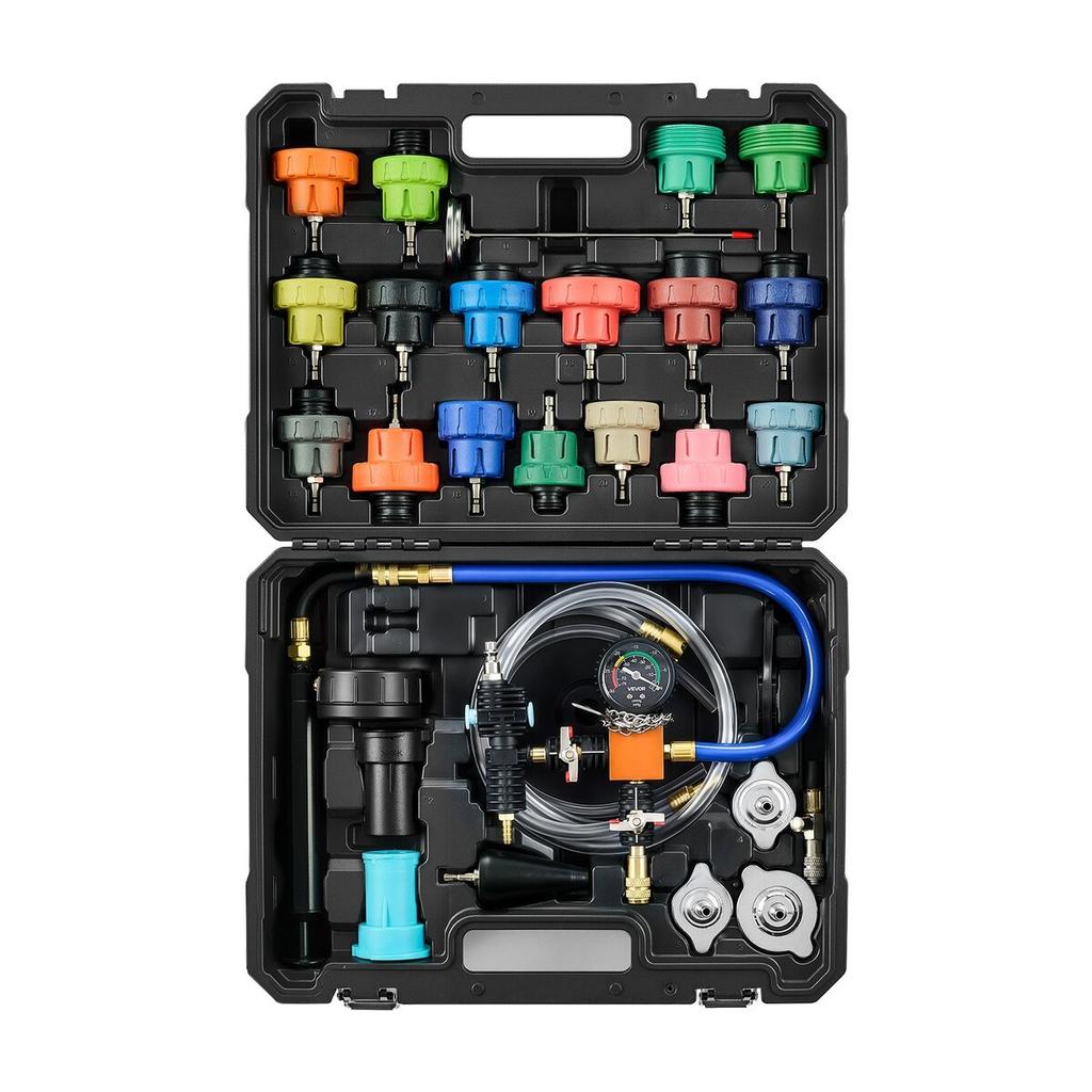 Coolant Pressure Tester Kit, 47Pcs Radiator Vacuum Refill Kit with 3 Metal Adapters, Universal Fit, Automotive Cooling System Pressure Tester Tool,