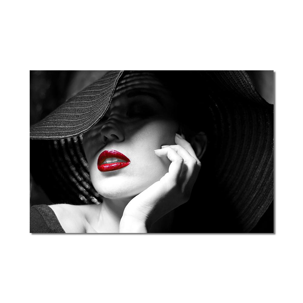 Сексуальные красные губы, женский портрет, художественная живопись, постеры и принты на холсте, скандинавское настенное искусство, декор гостиной