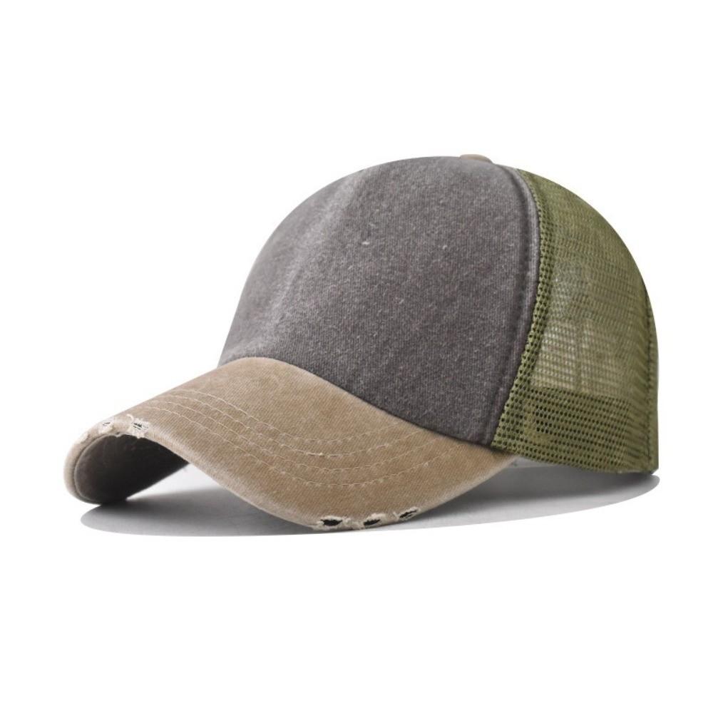 Breathable Mesh Sun Hat Color-blocked Snapback Hat Summer Baseball Cap