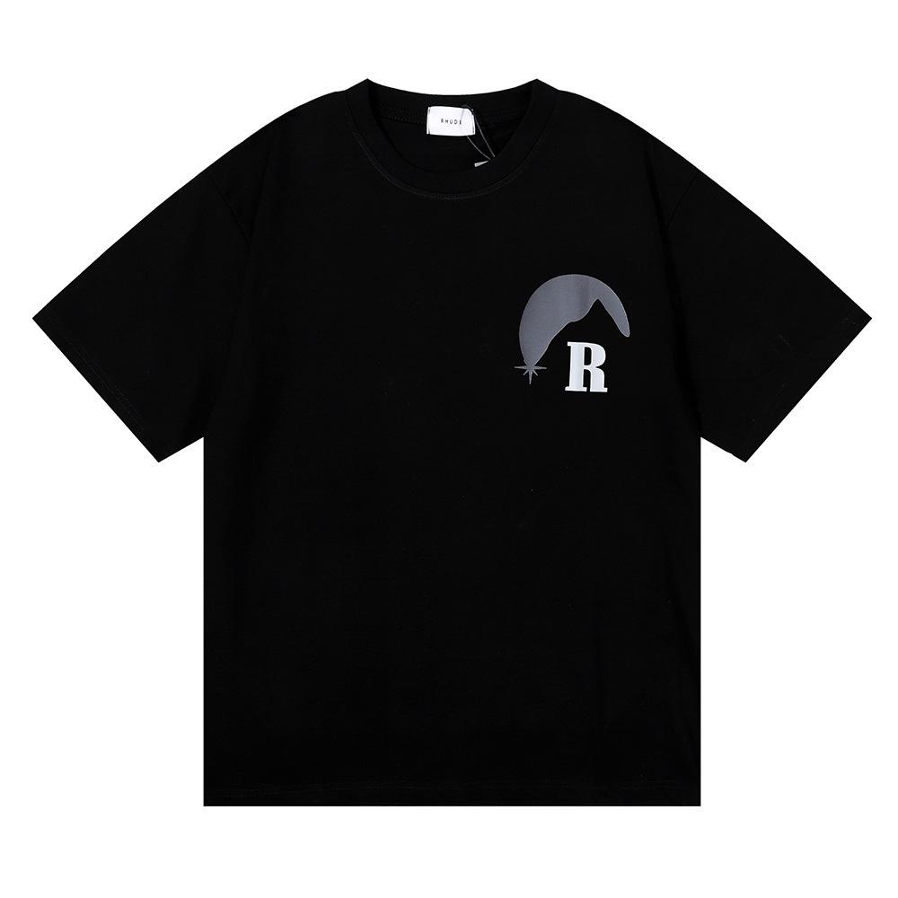 Cross-border European and American trendy brand RHUDE sunset design sense letter printing short-sleeved T-shirt men and women couples high street