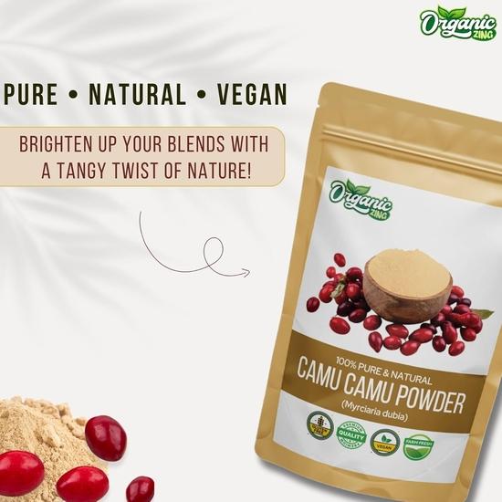 Organic Zing Camu Camu Powder | Vegan & Gluten-Free Superfood | Raw, Pure & Natural | Ideal for Smoothies, Juices & DIY Blends – 227g