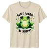 Dont Worry Be Hoppy Frog Pun Cartoon Graphic TShirt