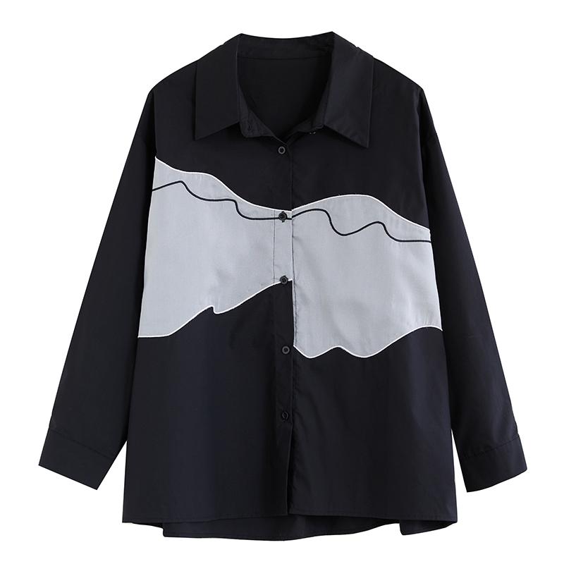 DIMANAF 2025 Большой размер Новая весенняя блузка рубашка Женская Длинный рукав Пуговицы Базовая модная Топы Футболки Свободный Повседневный