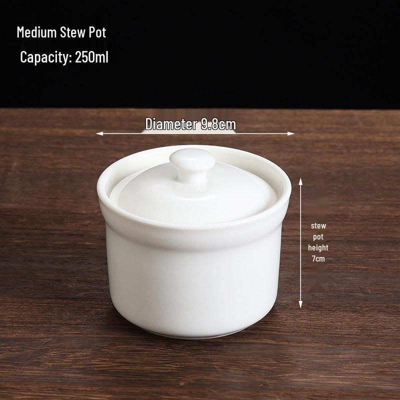 Ceramic Double Boiler Stew Pot with Lid for Soup, Bird's Nest, and Steamed Eggs