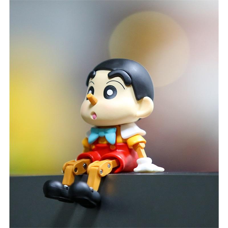 Anime Pinocchio Crayon Shin-chan Q Version Action Figure PVC Model Statue Toys Doll Car ornaments Collection Gifts