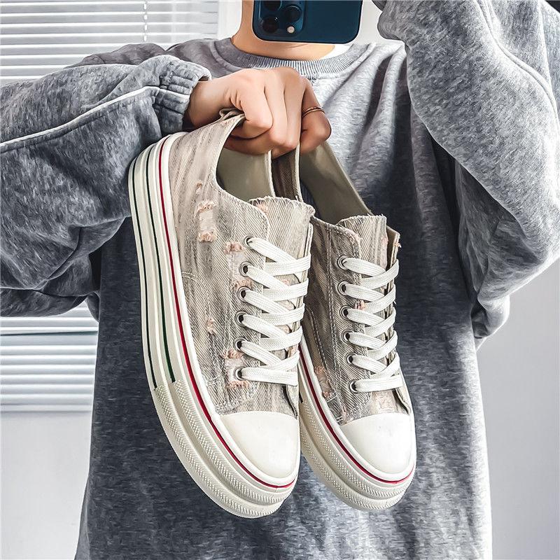 Модные кроссовки парусиновые с круглым носком для молодых студентов, массивные мужские туфли, разноцветные, для взрослых, дышащие, рабочие, удобные, повседневные туфли для мужчин