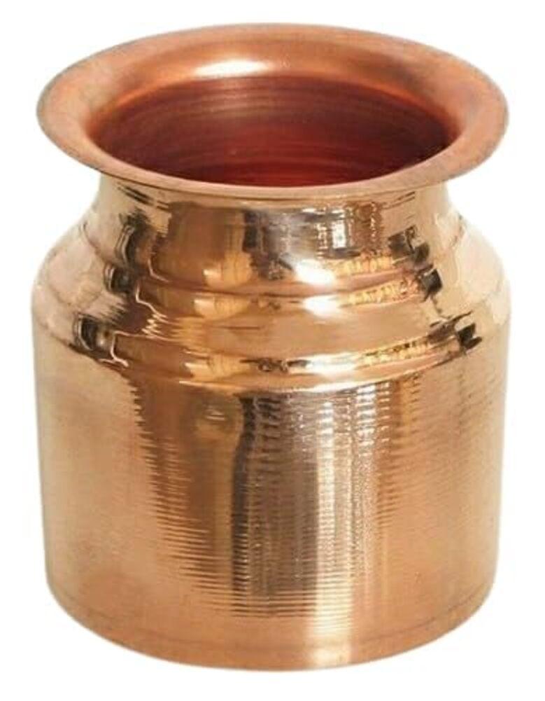 Набор из 2 медных калашей Lota Nirmal Ganga, 250 мл – Традиционная медная посуда для пуджи, 1 шт.