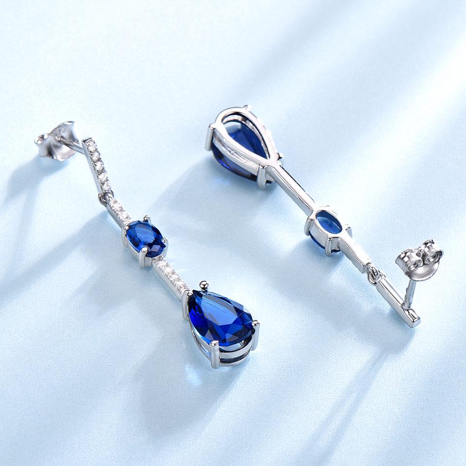 Серьги из серебра 925 пробы с синим сапфиром, серьги-подвески из стерлингового серебра, серьги в стиле бохо из серебра, подарки на день рождения, подарки для нее