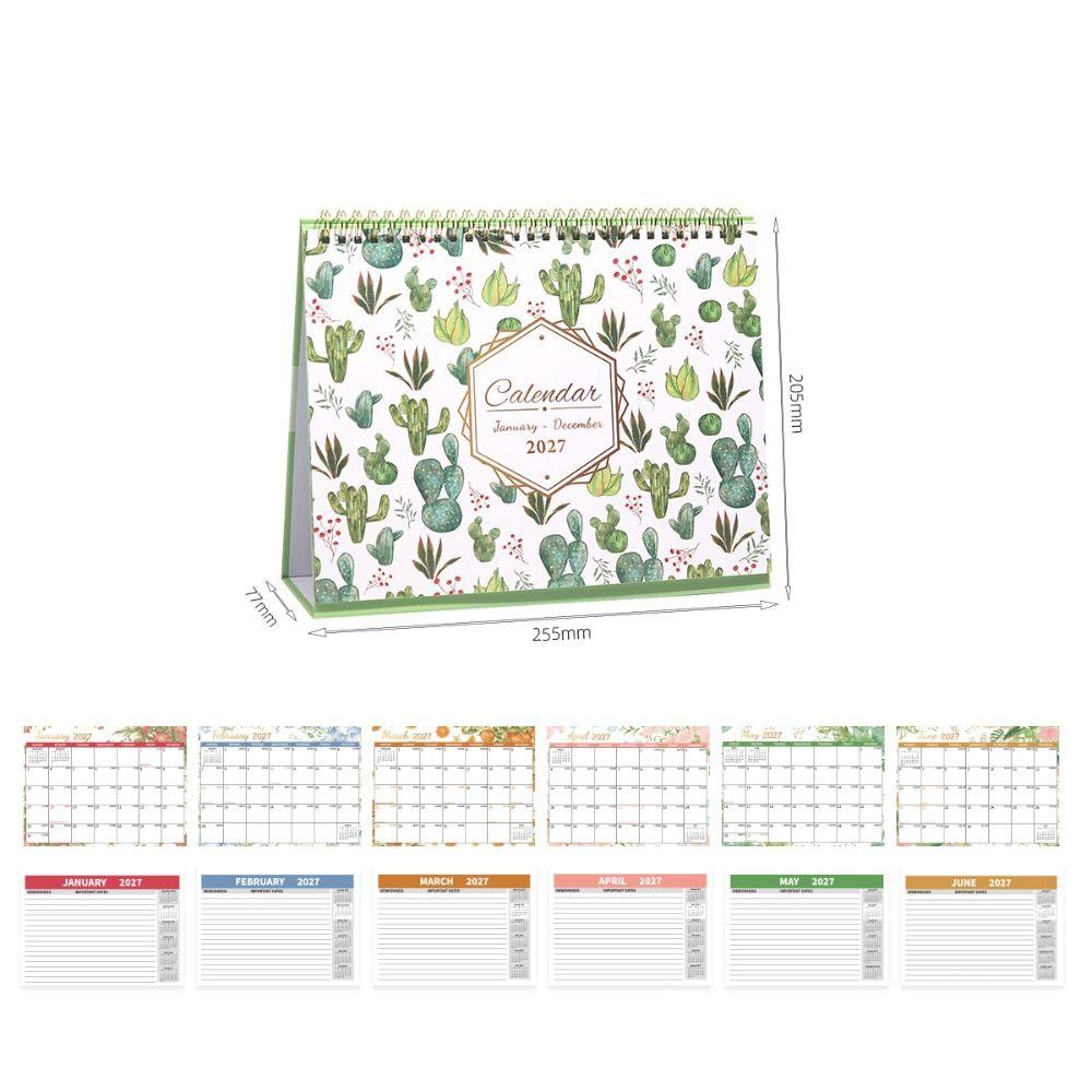 Foldable 2027 Flower Desk Calendar Jan. 2027 - Dec. 2027 Record Calendar Office